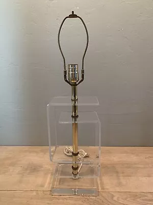 Vintage Mid Century Hollywood Regency Stacked Acrylic Lucite/Brass Lamp • $64.99