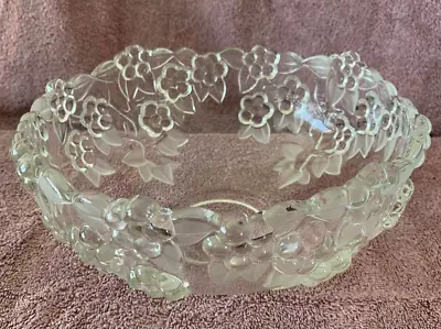 Mikasa Crystal Glass Bowl Carmen Pattern Embossed Flowers Frosted Leaves • $22