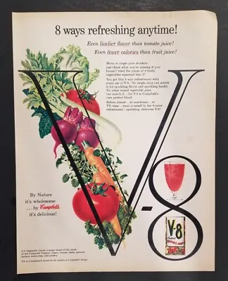 $6.99 • Buy ORIGINAL VINTAGE V-8 Vegetable Juice Print Ad