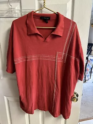 J Ferrar Golf Polo Size 2xl Xxl Mens Short Sleeve Polo Red Striped VNT • $16