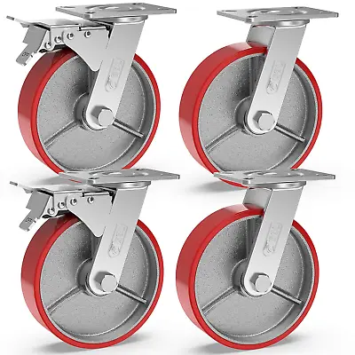 GBL Heavy Duty Castor Wheels With 2 Brakes + Screws - 150Mm Up To 1280KG - Pack  • £74.58