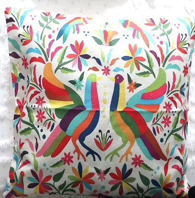 Mexican Otomi FlowerThrow Pillow Cover Boho Colorful Bird Decorative Case NEW!!! • $15.95