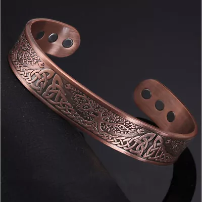 Mens Copper Magnetic Bangle Bracelet Pain Relief Arthritis Health Tree Of Life • £7.95