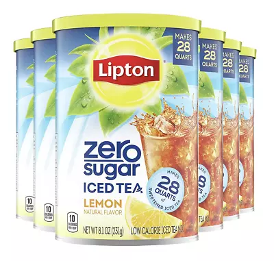 6-Pack Lipton Diet Iced Tea Mix Sugar Free 100% Real Tea Lemon Makes 28 Qt • £52.16