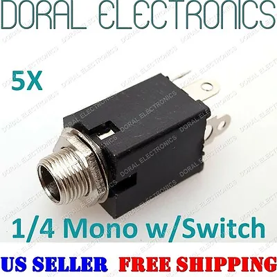 5 PCS 1/4 6.3mm Mono Female Chassis Mount Connector 2 Conductor Audio Phone Jack • $9.50