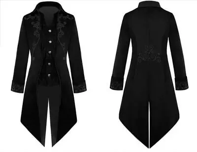 Mens Gothic Tailcoat Long Suit Jacket Tuxedo Victorian Frock Coat Retro New  • $43.06