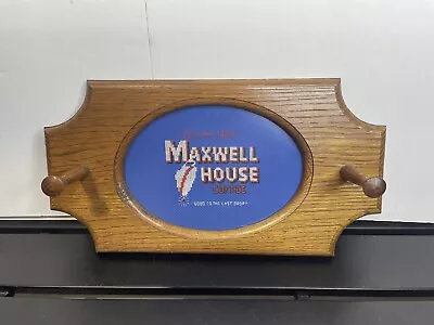 Maxwell House Vintage Knitted Coffee Bar Sign Decor Rustic Needlepoint Mug Rack • $114.99