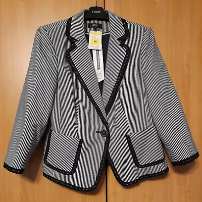 L@@k M&s Nwt Size 16 Nautical Bretton Sailor Striped Blazer Jacket 38  Bust • £29.99