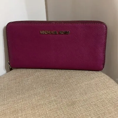 Michael Kors Large Majenta  Zip All Around Wallet • $34.99