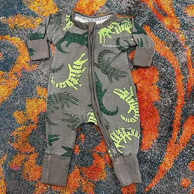Bonds Baby Wondersuit Zippy All-in-one - Grey With Crocodiles SIZE 0000 Newborn • $11