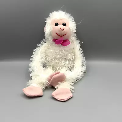 Monkey Arms Hot White Fluffy With Red Bow Tie Stuffed Animal • $9.60