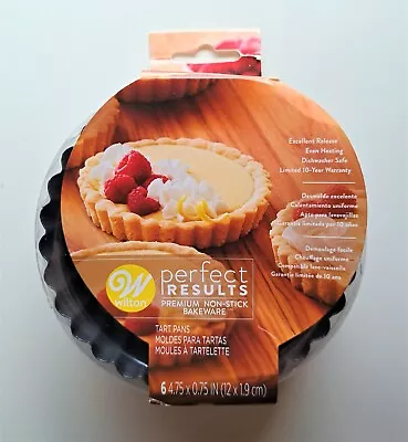 NEW Wilton Perfect Results Tart Pan 6 Set 4.75 X .75 Non-Stick Removable Bottom • $17.99