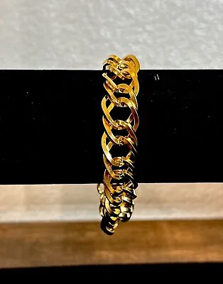 Vintage 1980s Retro Chunky Link Gold Costume Bracelet Bangle 34g D32 • £15