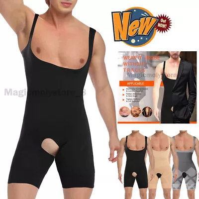 Men Slimming Shapewear Compression Bodysuit Belly Shaper Girdle Gynecomastia Top • £12.99