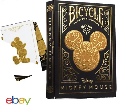 NEW Bicycle Disney Mickey Mouse Black And Gold Playing Deck USPCC • $12.69