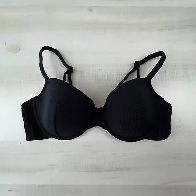 H&M Womens Swim Suit Top 38C Black Bikini Top Underwire Adjustable Straps New • $11.21