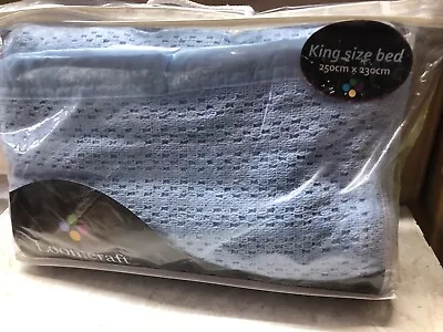 Cellular Blanket  King Size Blue Cg N14 • £7.99