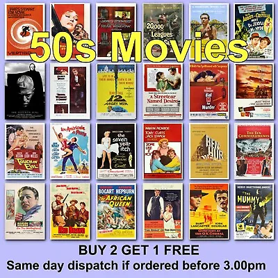 Poster Vintage Movie Posters 1950s 50s Film Poster Films HD Borderless Printing • £2.97