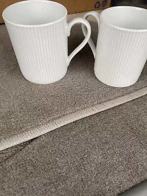 MIKASA CHEERS WHITE PORCELAIN CUPS/MUGS SET OF Two MINT PERFECT CONDITION • $14