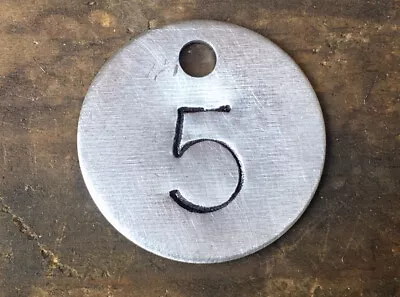 Number 5 Tag Aluminum Metal Tag Numbered Keychain Stamped Cattle Tag Mining Cow • $13.49