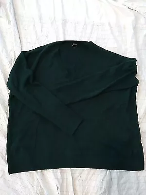 J.Crew Women's Cashmere V-Neck Boyfriend Sweater Large  Green H0764 • $29.48