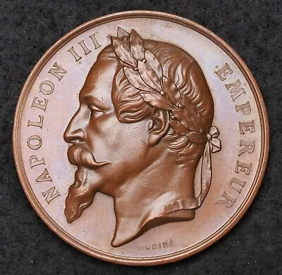 1868 France Napoleon III. Bronze  Imperial High School Of Tours  Award Medal. • £20.88