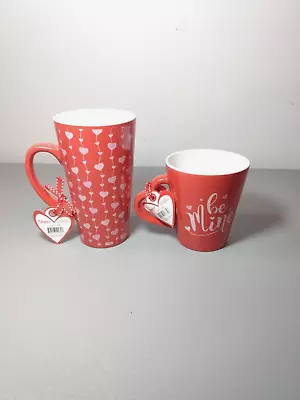 Mulberry Home Collection LOT OF 2 Valentines Day Coffee Latte Mug Cups Hearts • $24.99