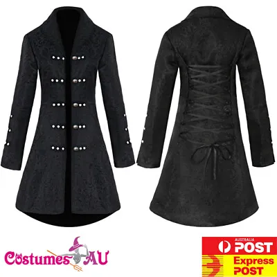 Ladies Vintage Steampunk Costume Black Jacket Tailcoat Gothic Victorian Coat • $20.54