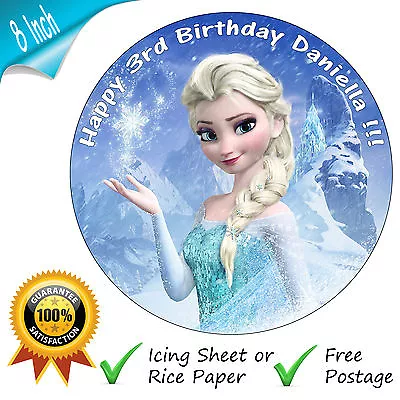 £4.25 • Buy Disney Frozen Elsa Birthday Cake Edible Round Printed Cake Topper Decoration