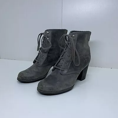 £24.99 • Buy Timberland Womens Grey Leather Ankle Boots UK 6.5 EU 39.5 Heeled Lace Up