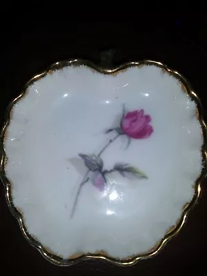 Porcelain Hand Painted Rose Small Apple Shaped Trinket Dish Made In Japan • $12.34