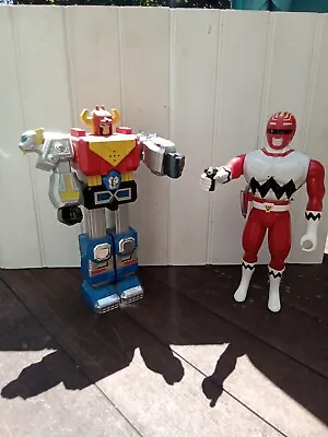 Red Power Ranger 12 Inch Tall & Transformer Vtg MGM Battery Powered Toys • $8.88