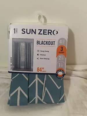 Sun Zero Kenwood 100% Blackout Rod Pocket Single Curtain Panel Aqua Size 40x84 • $12.26