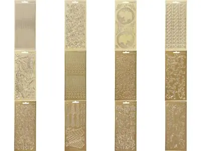 Gold Assorted Designs Self Adhesive Peel Off Stickers Sheet Card Decor Crafts • £2.99