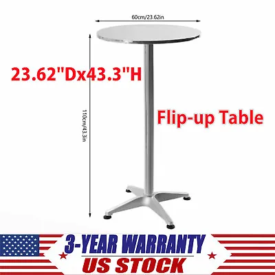 23.62 Round Aluminum Indoor-Outdoor Bar Height Table W/Flip-Up Table Adjustable • $55.10