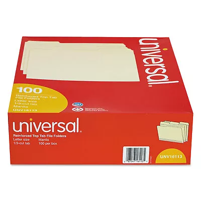 UNIVERSAL File Folders 1/3 Cut Assorted Two-Ply Top Tab Letter Manila 100/Box • $28.70