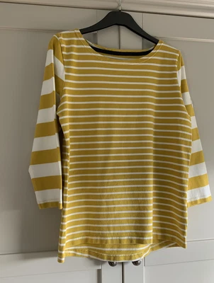 £2.99 • Buy JOULES Ladies Long Sleeve Mustard Yellow Striped Top/Jumper/T Shirt Size 16 Slim
