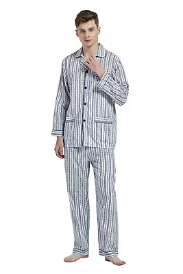 Amaxer Mens 100% Cotton Soft Pajama Set Loungewear Top And Bottom Sleepwear • $15.99