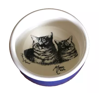 *RARE* Mason Cash England Kitten Cat Food Bowl Water Dish Blue Navy • £9.80