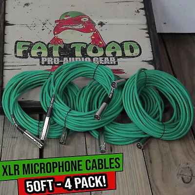 FAT TOAD Microphone XLR Cables 50Ft - 4 LOT Studio Mic Cord Extension Wire 20AWG • $43