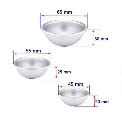 2pcs Set Aluminum Semicircle Sphere Round Ball Bath Bomb Molds 3 Size DIY • $1.70