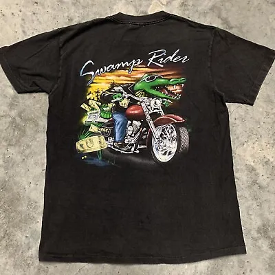 $29.75 • Buy Vintage 90s Swamp Rider ‘Casino’ T Shirt Size M Alligator Biker Tee Motorcycle