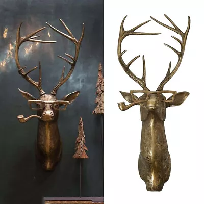 Deer Head Wall Mounted Reindeer Deer Antlers Large Sculpture Christmas Decor • £16.99