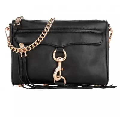 Rebecca Minkoff Mini M.A.C. In Black Leather With Copper Rose Gold Hardware • $35