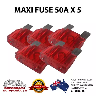 5 X  50 Amp MAXI  BLADE FUSE 50A 50AMP  FREE POST  • $9.95