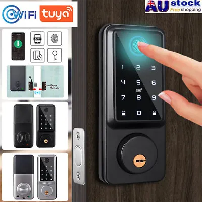 Wifi Smart Door Lock Front Deadbolts APP Fingerprint Card Keyless Digital Keypad • $117.99