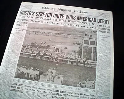 MAN O' WAR Grandson Gusto Win American Derby Race Horse Racing 1932 Newspaper  • $48