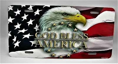 God Bless America American Flag Eagle Metal Car Novelty License Plate Auto Tag • $12.99