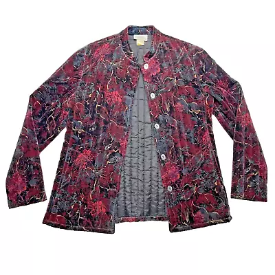 Vintage Campus Casuals Womens Quilted Velvet Floral Coat Bohemian Size Small VTG • $21.21