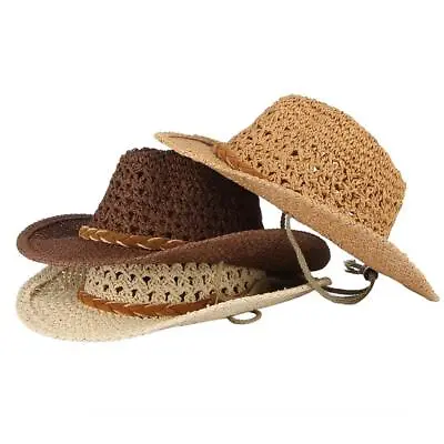 Kids Adults Straw Cowboy Hat W/Vegan Leather Band & Beads • $16.22